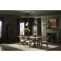 Hadwick Updated Traditional Brown Rattan Shade Black Iron Chandelier|