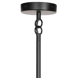 Hadwick Updated Traditional Brown Rattan Shade Black Iron Chandelier|