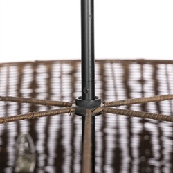 Hadwick Updated Traditional Brown Rattan Shade Black Iron Chandelier|