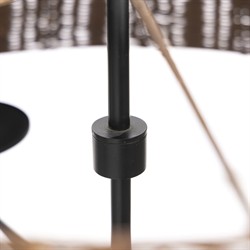 Hadwick Updated Traditional Brown Rattan Shade Black Iron Chandelier|