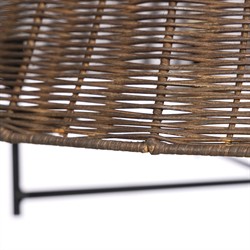 Hadwick Updated Traditional Brown Rattan Shade Black Iron Chandelier|
