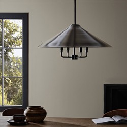 Siriano Updated Traditional Bronze Shade Antique Brass Iron Chandelier|