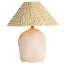 Cobb Coastal Beach Natural Palm Fiber Shade Sand Ceramic Table Lamp|