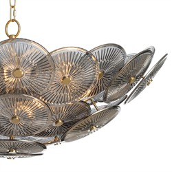 Holly Updated Traditional Smoke Glass Medallions Natural Brass Chandelier|