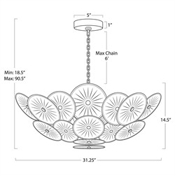 Holly Updated Traditional Smoke Glass Medallions Natural Brass Chandelier|