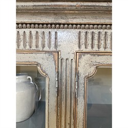 Melanie French Country Beige Distressed Reclaimed Pine Display Cabinet|