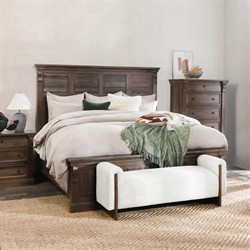 Melany French Country Cocoa Brown Mango Wooden Bed - Queen|