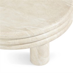 Brittny Modern Classic Beige Faux Travertine Round Outdoor Coffee Table|