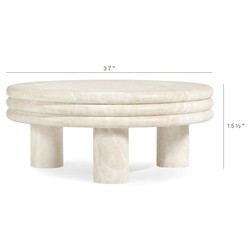 Brittny Modern Classic Beige Faux Travertine Round Outdoor Coffee Table|