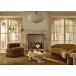 Brittny Modern Classic Beige Faux Travertine Round Outdoor Coffee Table|