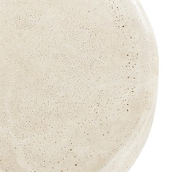 Roma Modern Classic Beige Faux Travertine Round Outdoor End Table|