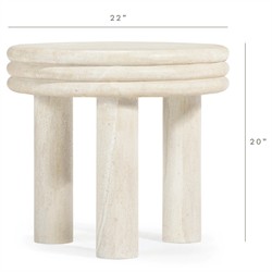 Roma Modern Classic Beige Faux Travertine Round Outdoor End Table|