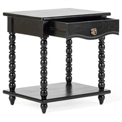 Thomas Updated Traditional Black Acacia Wood Spindle Nightstand|