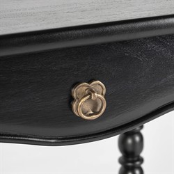 Thomas Updated Traditional Black Acacia Wood Spindle Nightstand|