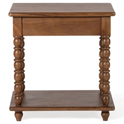Thomas Updated Traditional Brown Acacia Wood Spindle Nightstand|
