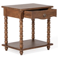 Thomas Updated Traditional Brown Acacia Wood Spindle Nightstand|