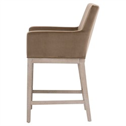 Danielle Modern Classic Brown Velvet Grey Oak Counter Stool|