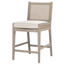 Elias Coastal Beach Cream Performance Woven Cane Counter Stool|