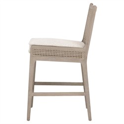 Elias Coastal Beach Cream Performance Woven Cane Counter Stool|
