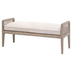 Elias Coastal Beach Cream Performance Woven Cane Bedroom Bench|