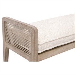 Elias Coastal Beach Cream Performance Woven Cane Bedroom Bench|