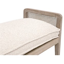 Elias Coastal Beach Cream Performance Woven Cane Bedroom Bench|