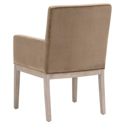 Danielle Modern Classic Brown Velvet Grey Oak Dining Arm Chair|