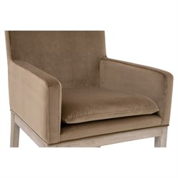 Danielle Modern Classic Brown Velvet Grey Oak Dining Arm Chair|