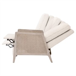 Elias Coastal Beach Cream Performance Woven Cane Recliner Arm Chair|