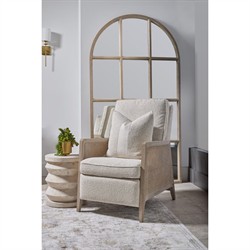 Elias Coastal Beach Cream Performance Woven Cane Recliner Arm Chair|