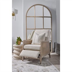 Elias Coastal Beach Cream Performance Woven Cane Recliner Arm Chair|