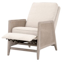 Elias Coastal Beach Cream Performance Woven Cane Recliner Arm Chair|