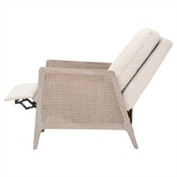 Elias Coastal Beach Cream Performance Woven Cane Recliner Arm Chair|