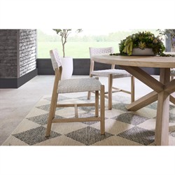 Olaide Coastal Beach Washed Teak Round Outdoor Dining Table - 63"|