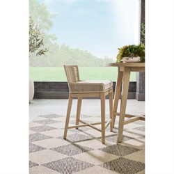 Nadia Coastal Beach Washed Teak Round Outdoor Counter Table - 36"|