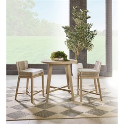 Nadia Coastal Beach Washed Teak Round Outdoor Counter Table - 36"|