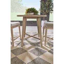 Nadia Coastal Beach Washed Teak Round Outdoor Counter Table - 36"|