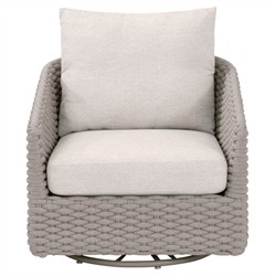 Safia Coastal Beach Cream Performance Brown Aluminum Outdoor Swivel Rocker Chair|