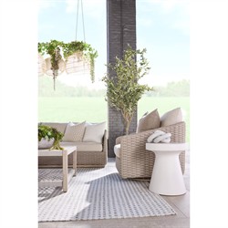 Safia Coastal Beach Cream Performance Brown Aluminum Outdoor Swivel Rocker Chair|