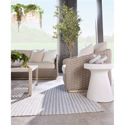 Safia Coastal Beach Cream Performance Washed Teak Outdoor Arm Chair|