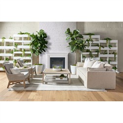 Shomari French Country Cream Performance Slipcovered Outdoor Sofa - 91"|