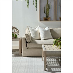 Shomari French Country Cream Performance Slipcovered Outdoor Sofa - 91"|