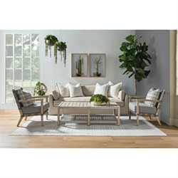 Shomari French Country Cream Performance Slipcovered Outdoor Sofa - 91"|