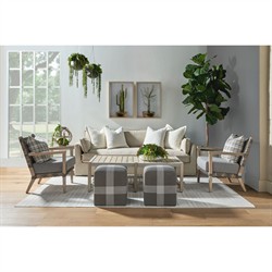 Shomari French Country Cream Performance Slipcovered Outdoor Sofa - 91"|