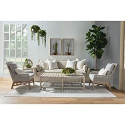 Shomari French Country Cream Performance Slipcovered Outdoor Sofa - 91"|