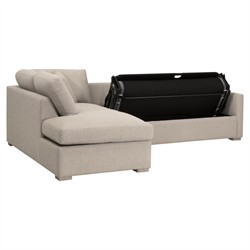 Davis Modern Beige Performance Grey Oak Sleeper Sectional - Left Chaise - 112"|