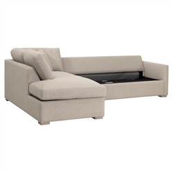 Davis Modern Beige Performance Grey Oak Sleeper Sectional - Left Chaise - 112"|
