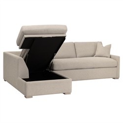 Davis Modern Beige Performance Grey Oak Sleeper Sectional - Left Chaise - 112"|