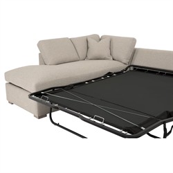 Davis Modern Beige Performance Grey Oak Sleeper Sectional - Left Chaise - 112"|
