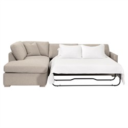 Davis Modern Beige Performance Grey Oak Sleeper Sectional - Left Chaise - 112"|